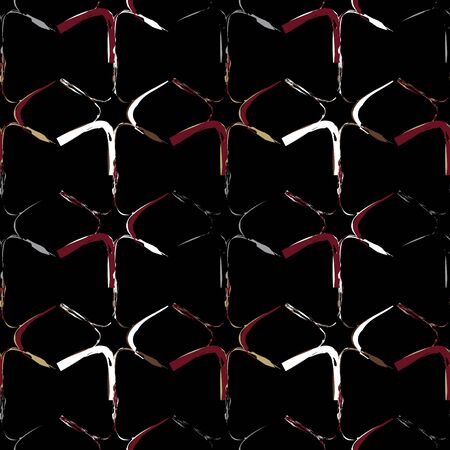 Abstract vector seamless pattern with stylized hexagonal stars. Graphic burgundy, grey, olive, yellow and black ornaments. Repeating brush texture with irregular stripes for fashion, gift, paper, scrapbooking and fabric.の写真素材