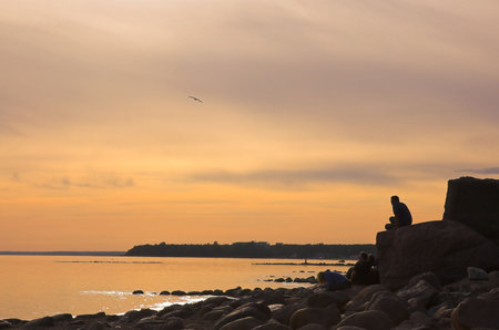 Beautiful decline above the seaの写真素材
