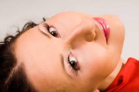 beautiful woman's face close upの写真素材