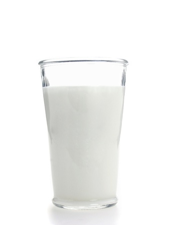 Glass of milk isolated on whiteの写真素材