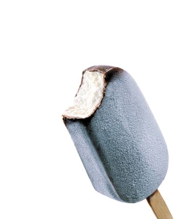 classic chocolate ice cream with drops isolatedの写真素材