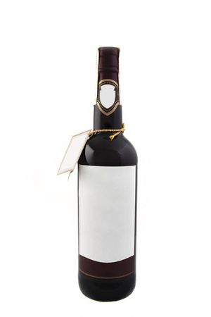 red wine bottle isolated on white backgroundの写真素材