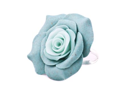 Ring of blue roses isolated on whiteの写真素材