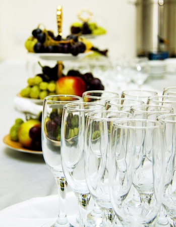 table set for a wedding dinnerの写真素材