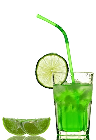 Lime cocktail isolated on a white backgroundの写真素材