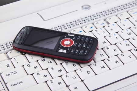 keyboard and mobile phone backgroundの写真素材