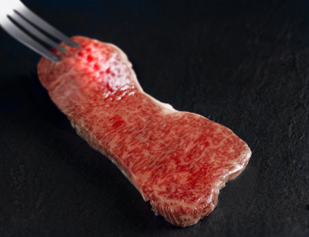 raw meat isolated on a black backgroundの写真素材