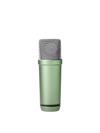 Studio microphone isolated on whiteの写真素材