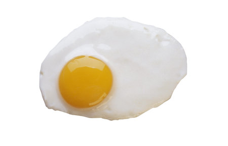 Fired eggs isolated on whiteの写真素材