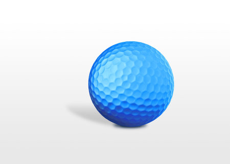 a blue golf ball isolated on white backgroundの写真素材
