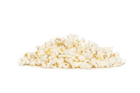 Popcorn pile isolated on whiteの写真素材