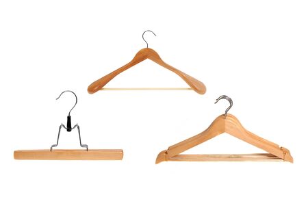 wooden clothes hanger setの写真素材