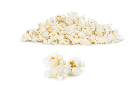 Popcorn pile isolated on whiteの写真素材