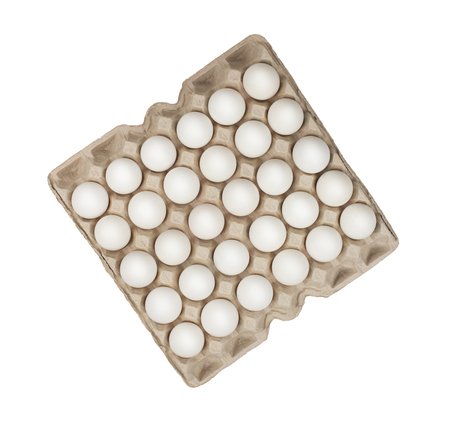 twenty four of white eggs in boxの写真素材