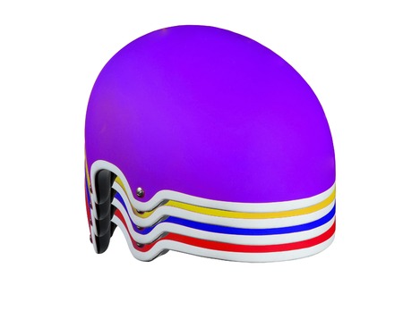 Colored helmets on a white backgroundの写真素材