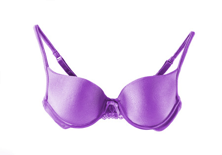 Violet bra isolated on a white backgroundの写真素材