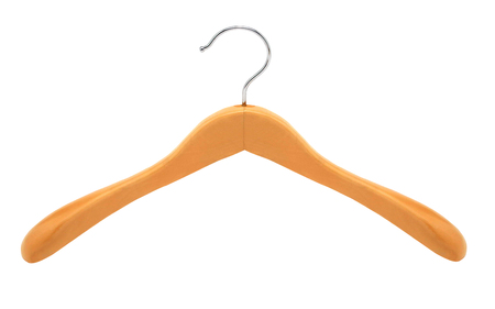 Hanger. Wood coat hanger on the backgroundの写真素材