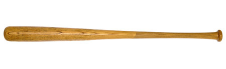 Closeup of baseball bat isolated on white background
