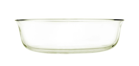 glass dish for oven isolated over whiteの写真素材