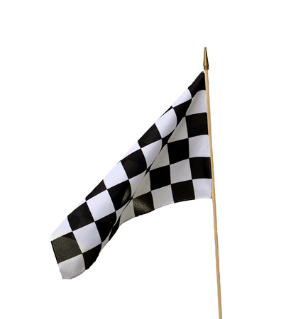 Checkered flag isolated on whiteの写真素材