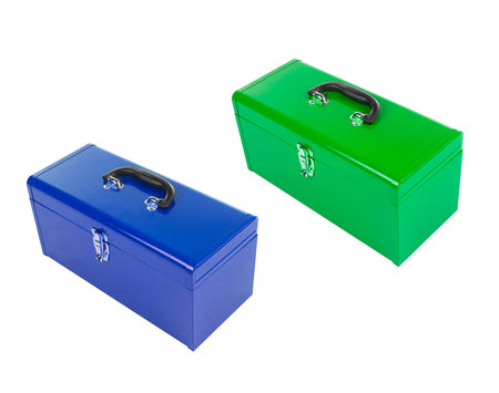 two metal Tool Boxes isolated on white