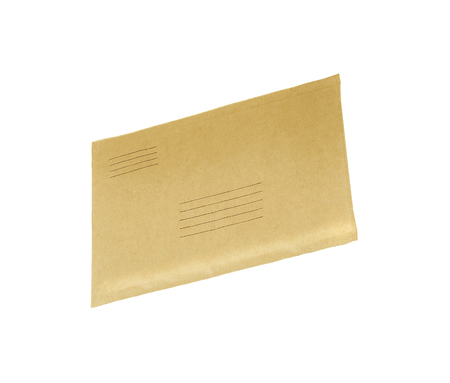 Brown craft envelope isolated on whiteの写真素材