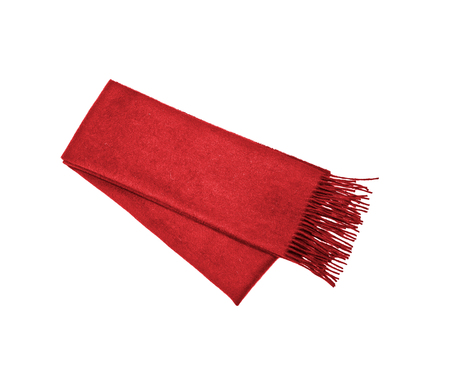 Red winter scarf isolated on whiteの写真素材