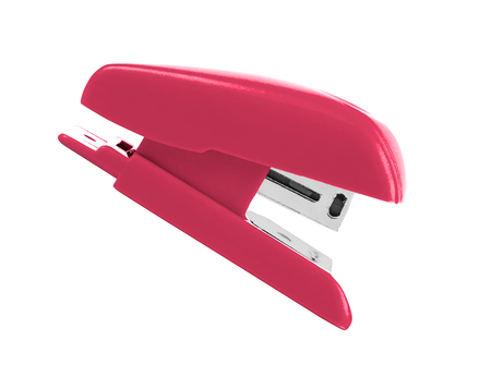 Red staples isolated on white backgroundの写真素材