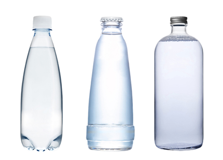 Water bottles isolated on whiteの写真素材