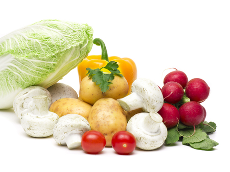 Different vegetables isolated on whiteの写真素材