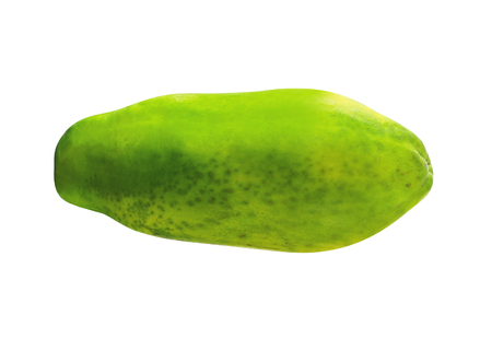 ripe papaya isolated on whiteの写真素材