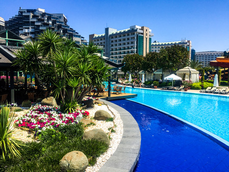 Swimming pool of hotelのeditorial素材