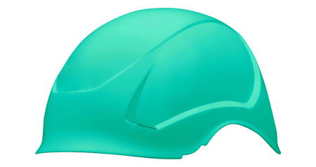 green bike helmet isolated on whiteの写真素材
