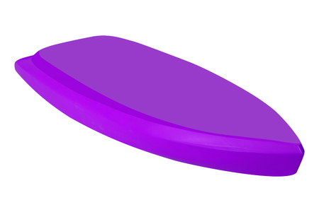 purple plastic kayak isolated on white backgroundの写真素材