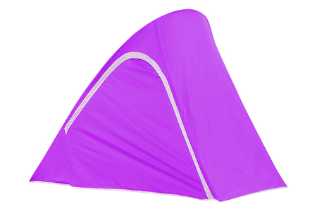 purple tent isolated on whiteの写真素材