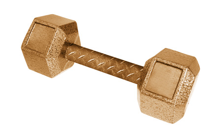 metal dumbbell isolated on whiteの写真素材