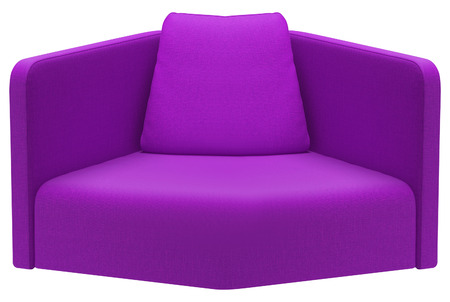Modern purple sofa isolated on whiteの写真素材