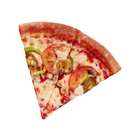 pizza slice isolated on white backgroundの写真素材