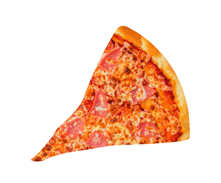 pizza slice isolated on white backgroundの写真素材