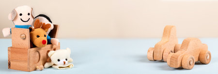 Collection of different kinds of children's toys. Child development and education concept.の写真素材