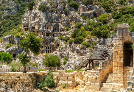Wide angle photo of Myra ancient site in Demre, Antalya, Turkey.