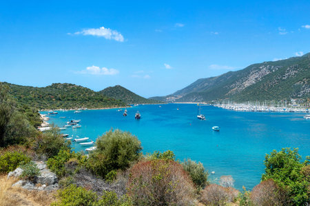 Wide angle photo of Kas marina in Antalya.のeditorial素材