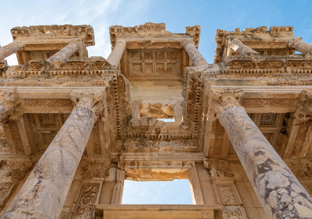 Below photo of celsius library in ephesus ancient city.のeditorial素材