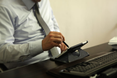 Man using tablet pc