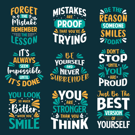 Set of motivational quotes. Hand drawn typography poster. Vector illustration.のイラスト素材
