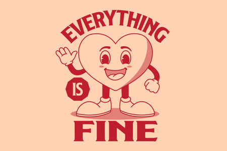 Cute heart mascot character retro cartoon design, vector illustrationのイラスト素材