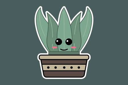 Cute kawaii cactus in pot. Vector illustration.のイラスト素材