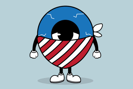 Monsters blue eyes cartoon mascot character with arms and legs. Vector illustrationのイラスト素材