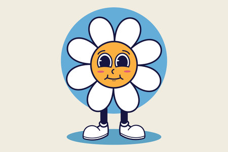 Cute flower cartoon character vector illustrationのイラスト素材