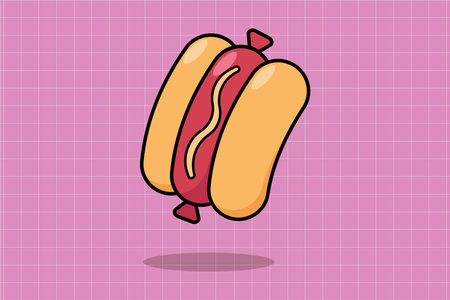 Cute cartoon simple hot dog vector illustrationのイラスト素材